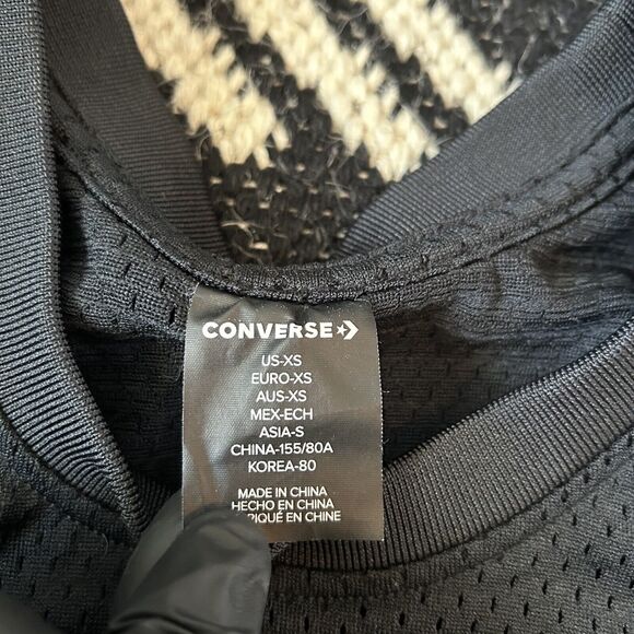 Converse Womens Black Activewear Workout Tank Top Size XS Fitness Running Logo - Picture 4 of 6